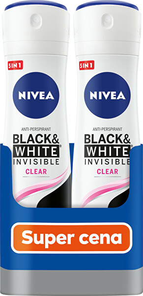 Antiperspirant ve spreji Black & White Invisible Clear 2 x 150 ml