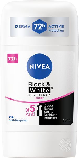 Tuhý antiperspirant Invisible For Black & White Clear 50 ml