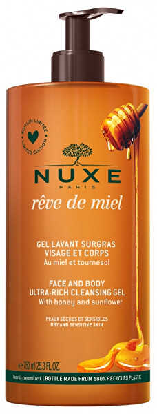 Lágyító tusfürdő testre és arcra Rêve de Miel (Face and Body Ultra Rich Cleansing Gel) 750 ml