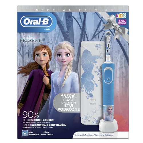 Elektrický zubní kartáček pro děti Vitality D100 Kids Frozen s cestovním pouzdrem