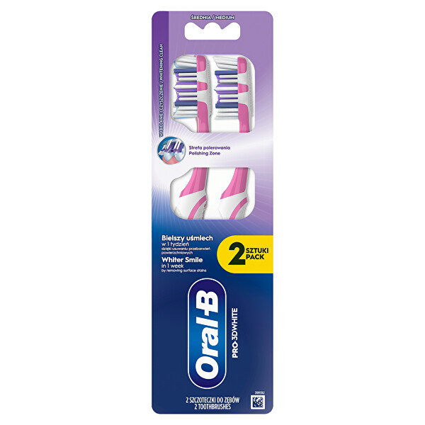 Zubní kartáček Pro-3D White Whitening Clean Medium 2 ks