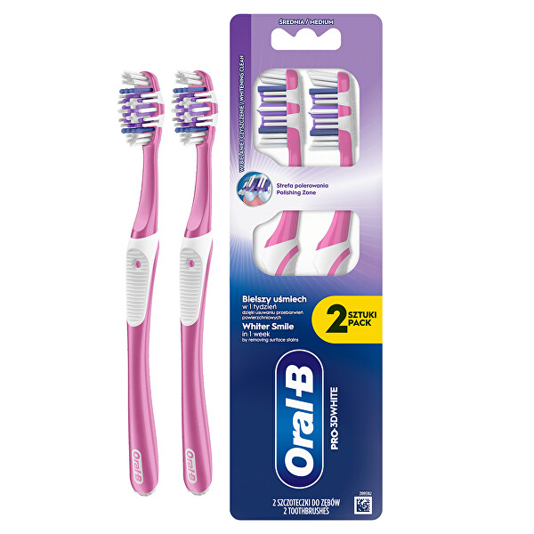Zubní kartáček Pro-3D White Whitening Clean Medium 2 ks