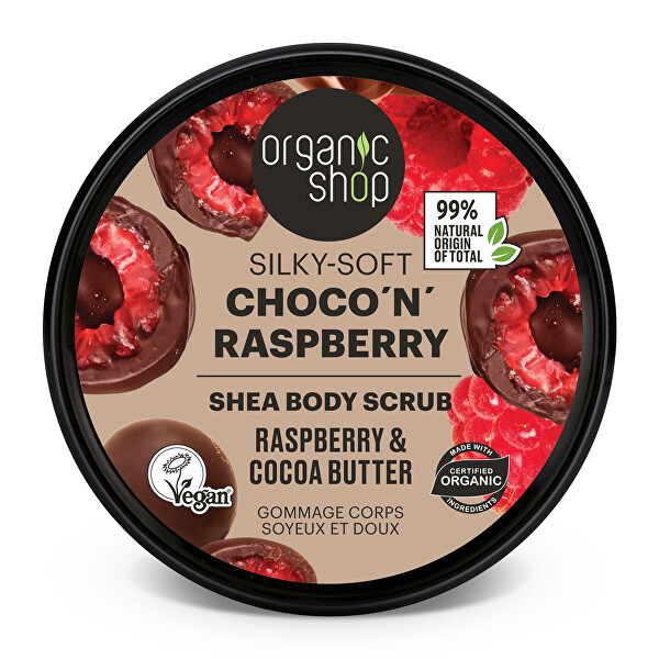 Jemný tělový peeling Malina a kakaové máslo (Body Scrub) 250 ml