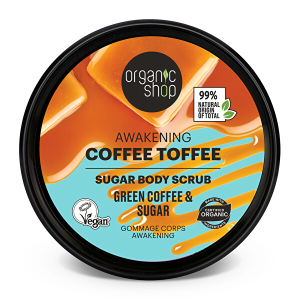 Povzbuzující tělový peeling Zelená káva a cukr (Body Scrub) 250 ml