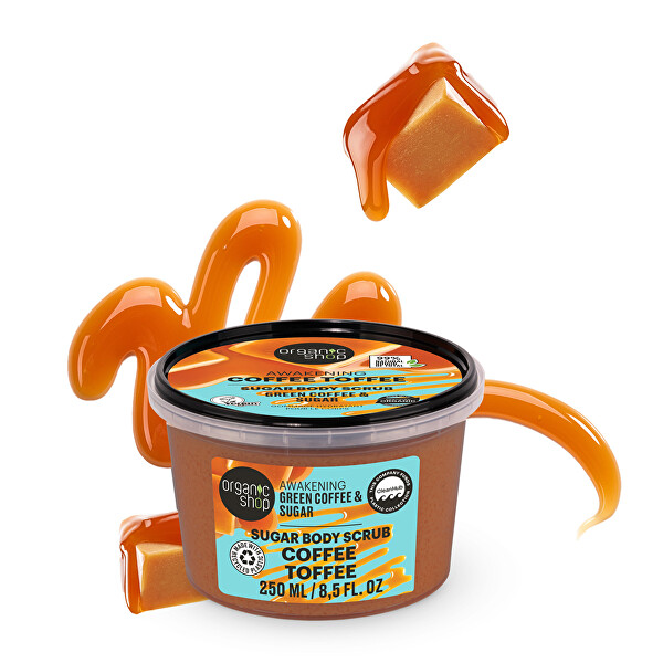 Povzbuzující tělový peeling Zelená káva a cukr (Body Scrub) 250 ml