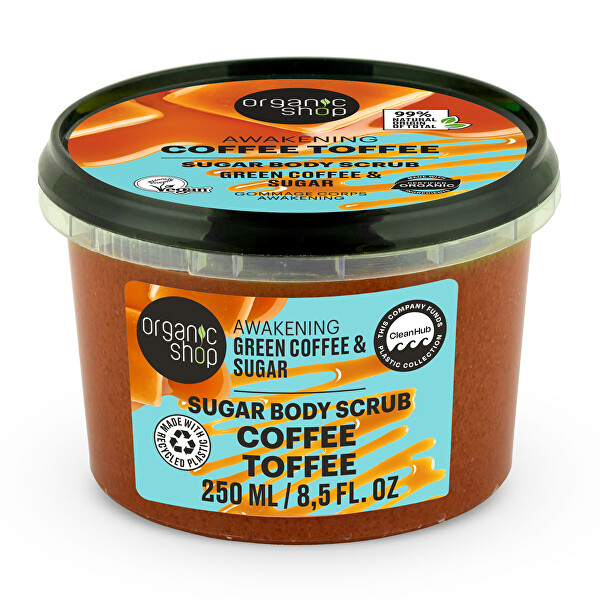 Povzbuzující tělový peeling Zelená káva a cukr (Body Scrub) 250 ml