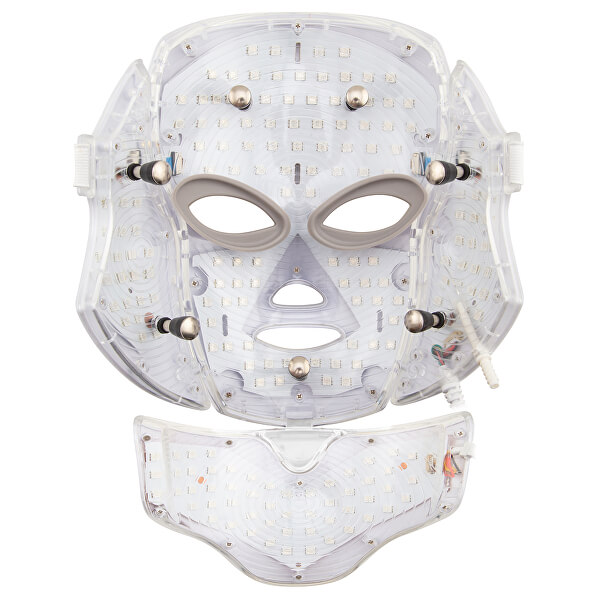 Ošetřující LED maska na obličej a krk bílá (LED Mask + Neck 7 Colors White)