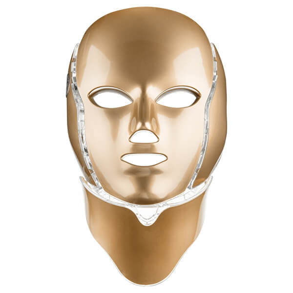Ošetřující LED maska na obličej a krk zlatá (LED Mask + Neck 7 Colors Gold)