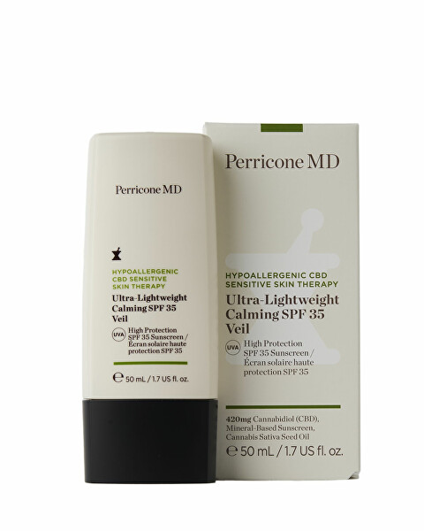Ľahký opaľovací krém na tvár pre citlivú pleť SPF 35 Hypoallergenic CBD Sensitiv e Skin Therapy ( Ultra - Light weight Calming) 50 ml