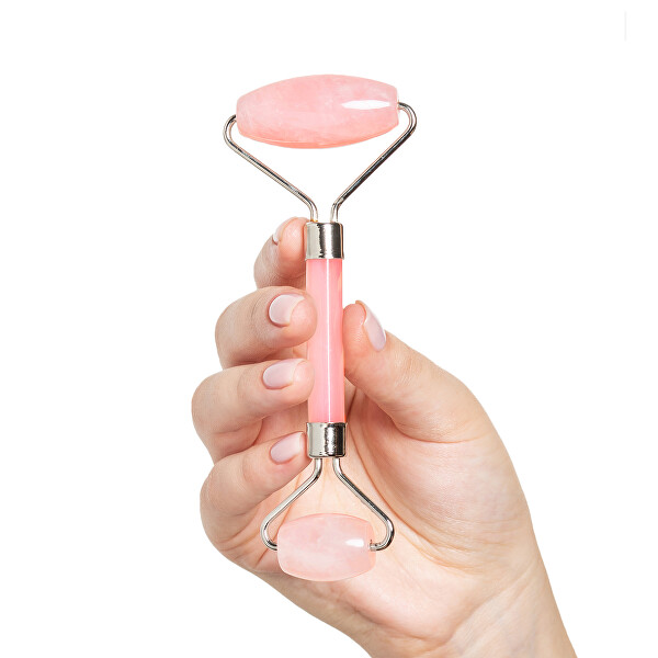 Váleček na kontury obličeje - růženín (Rose Quartz Facial Roller)