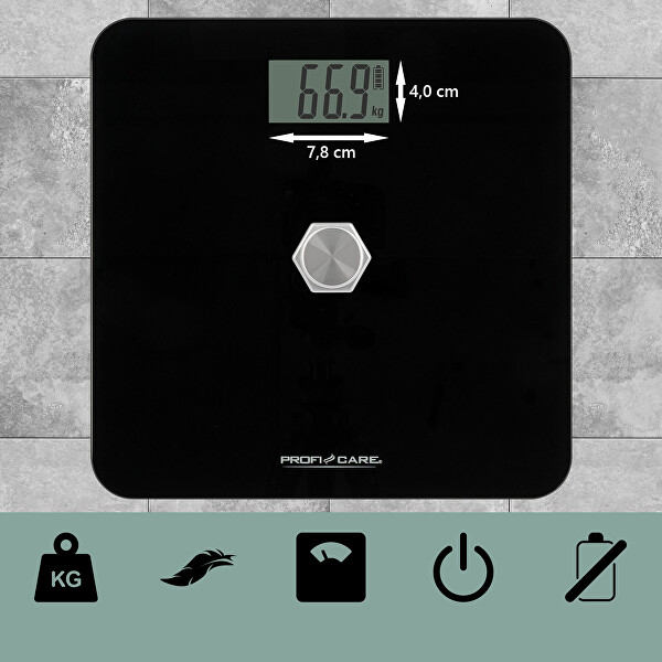 Ekologická kinetická osobní váha černá (bez baterií) PW 3112
