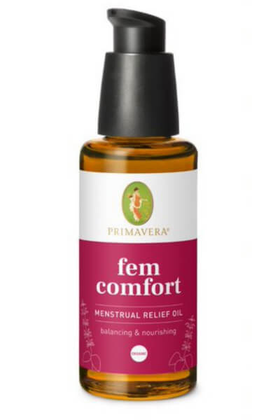 Vyrovnávající masážní olej pro ženy při menstruaci či hormonálních výkyvech Fem Comfort 50 ml