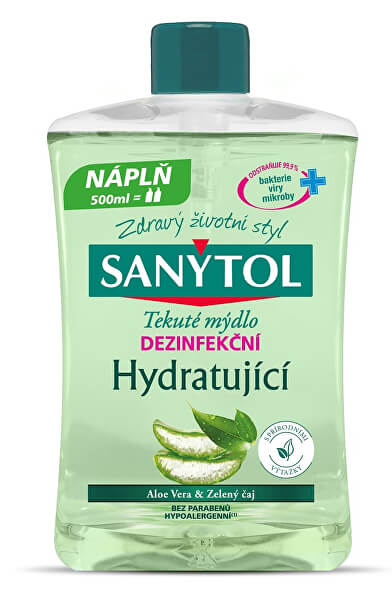 Hydratující dezinfekční mýdlo Aloe Vera & Zelený čaj - náhradní náplň 500 ml