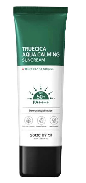 Jemný opalovací pleťový krém SPF 50+ Truecica (Aqua Calming Suncream) 50 ml