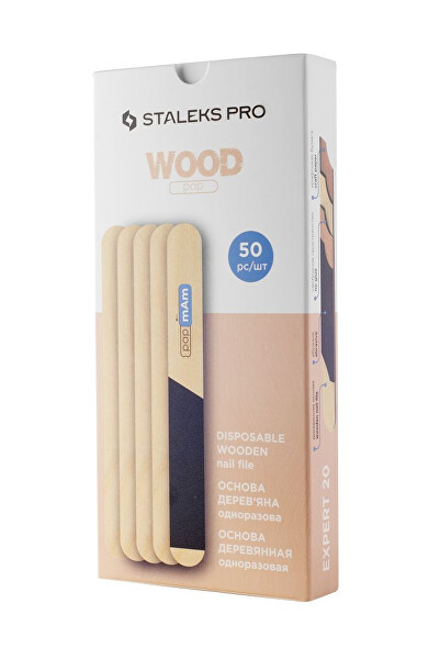 Jednorázové dřevěné držadlo na pilníky papmAm Expert 20 (Straight Disposable Wooden Nail File Base) 50 ks