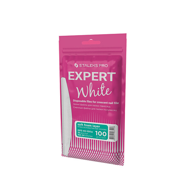 Náhradný brúsny papier Expert 40 hrubosť 100 (White Disposable Files for Crescent Nail File) 30 ks