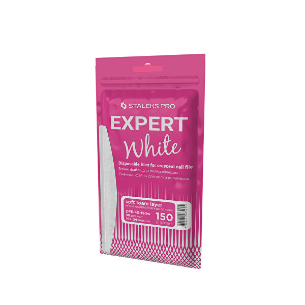 Náhradní brusný papír Expert 40 hrubost 150 (White Disposable Files for Crescent Nail File) 30 ks