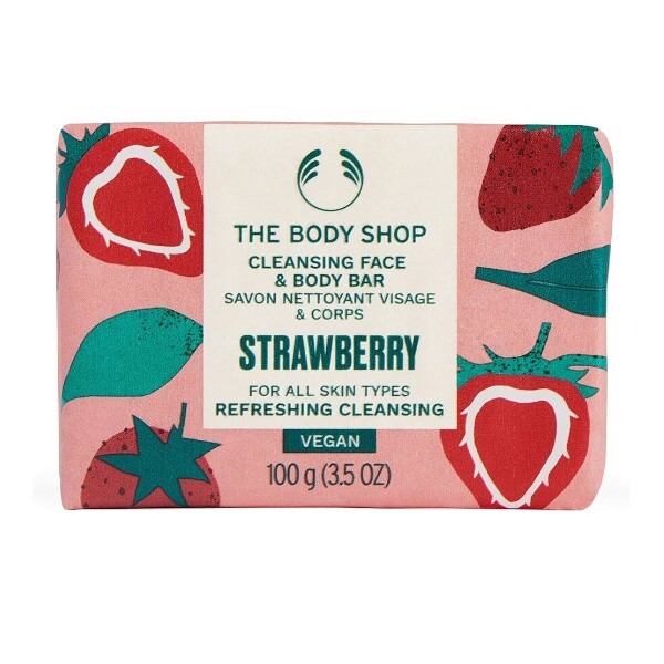 Tuhé mýdlo na obličej a tělo Strawberry (Cleansing Face & Body Bar) 100 g