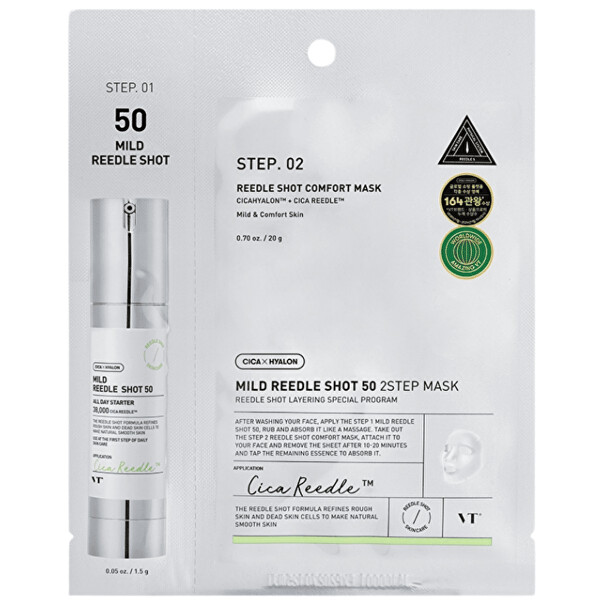 Pleťová maska Cica Mild Reedle Shot 50 Sheet Mask 1,5 g + 20 g