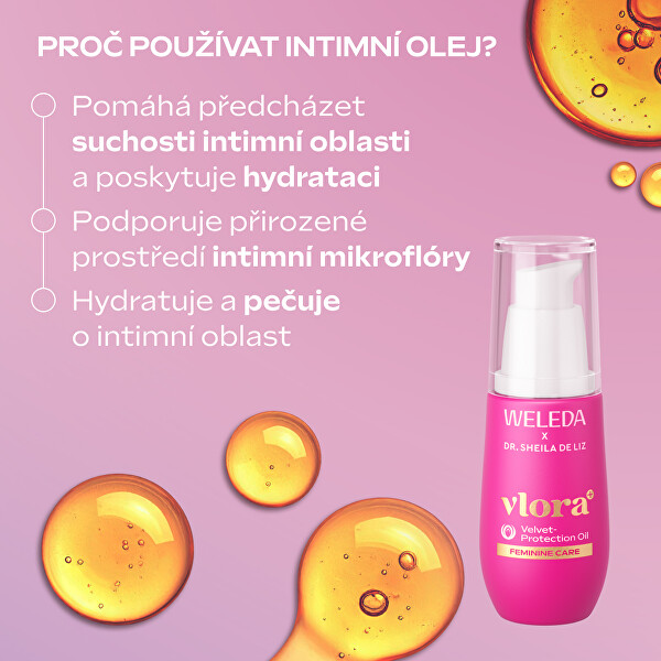 Ochranná olejová péče pro intimní oblast Vlora+ Velvet Protection Oil 30 ml