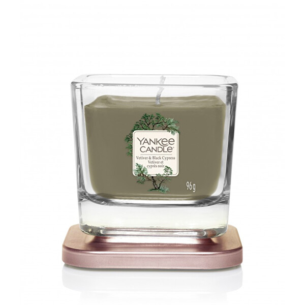 Aromatická sviečka malá hranatá Vetiver & Black Cypress 96 g