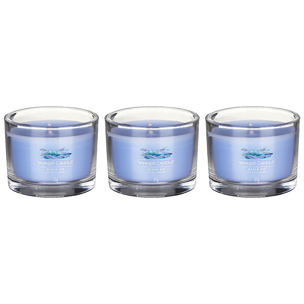 Set candele votive in vetro Ocean Air 3 x 37 g