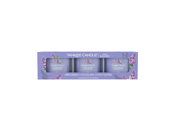 Set di candele votive in vetro Lilac Blossoms 3 x 37 g