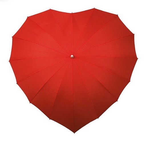 Damen Stock-Regenschirm Heart Shaped Red