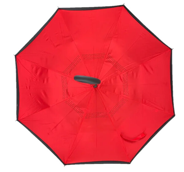 Dámsky palicový dáždnik Inside out Plain Red Umbrella EDIO RED