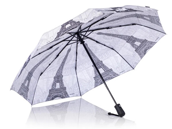 Skládací plně automatický deštník Paris Black and White