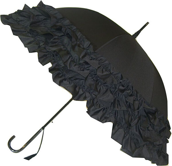 Damen Stockregenschirm Black Trip le Frill