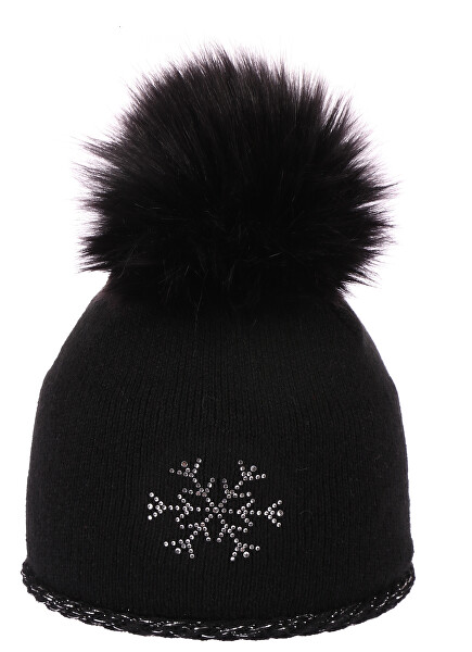 Pălărie de iarnă cu pom-pom Black