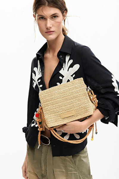 Dámska crossbody kabelka Half Logo Raffia Vo 26SAXO031014