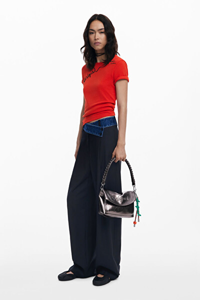 Dámská crossbody kabelka Half Logo Trokel Dark Silve