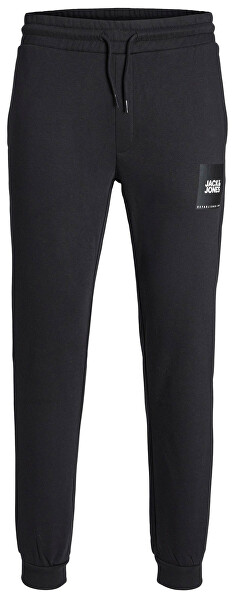 Pantaloni felpati da uomo JPSTGORDON Comfort Fit 12213281Black BLACK/WHITE PRINT