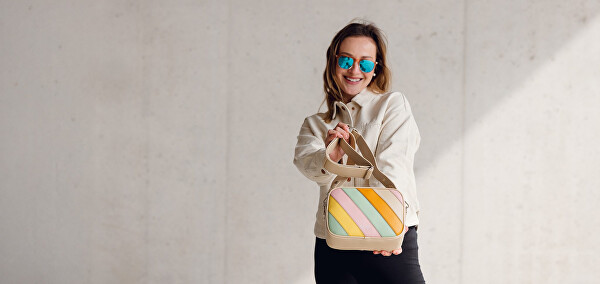 Dámská crossbody kabelka Massimo Striped Beige