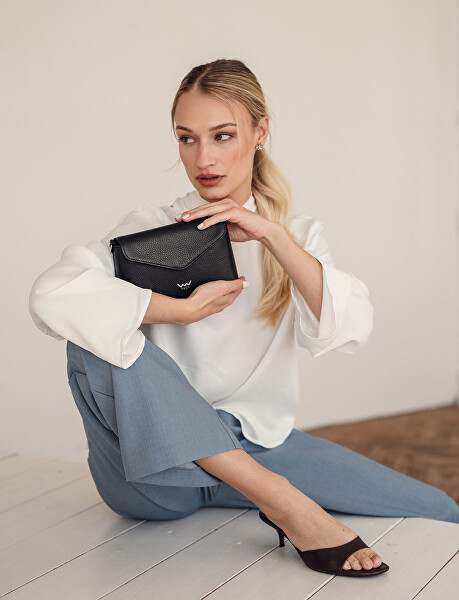 Dámska kožená crossbody kabelka Leyra Grace Black