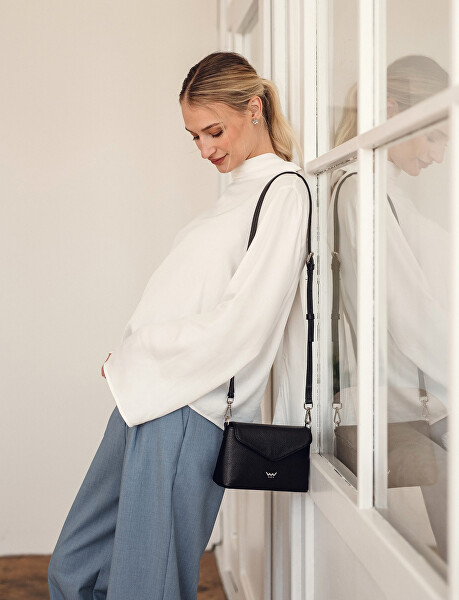 Dámska kožená crossbody kabelka Leyra Grace Black
