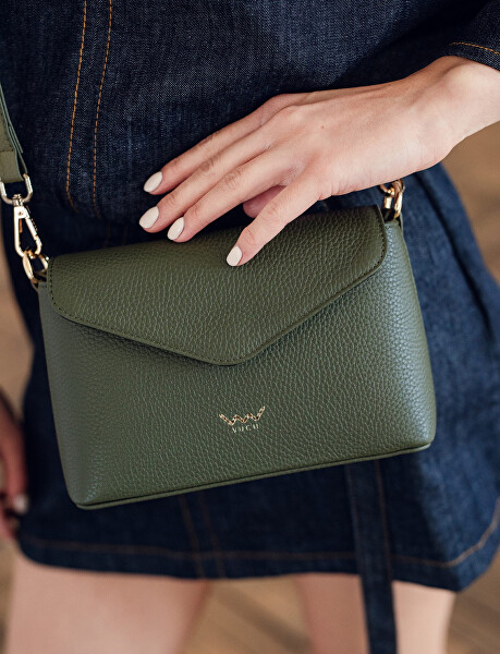 Dámská kožená crossbody kabelka Leyra Grace Olive