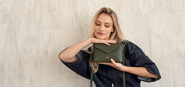 Dámská kožená crossbody kabelka Leyra Grace Olive