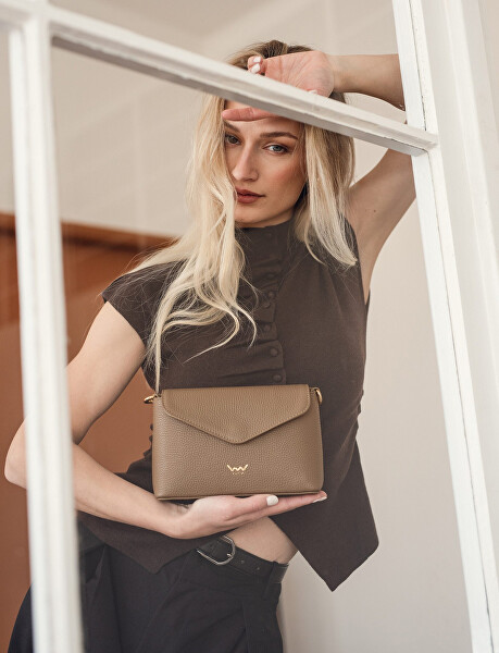Dámska kožená crossbody kabelka Leyra Grace Taupe