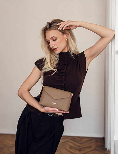 Dámska kožená crossbody kabelka Leyra Grace Taupe
