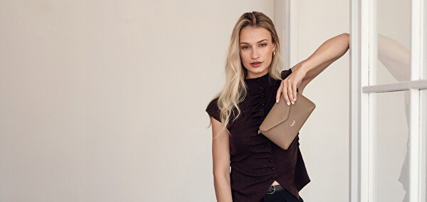 Dámska kožená crossbody kabelka Leyra Grace Taupe