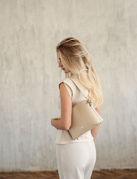 Dámska kožená crossbody kabelka Marcia Beige