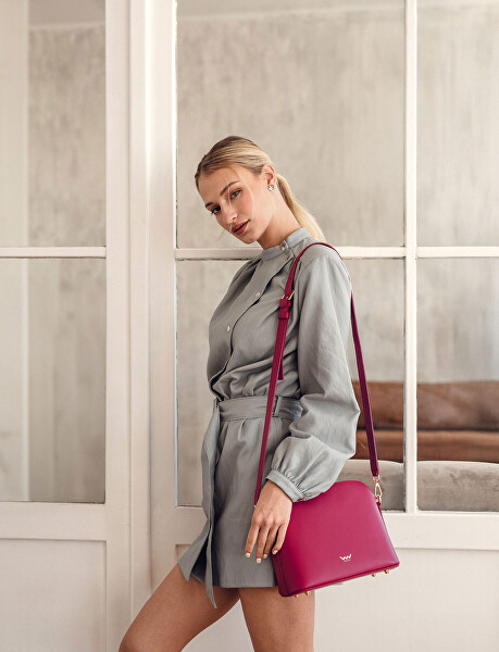 Dámska kožená crossbody kabelka Marcia Raspberry