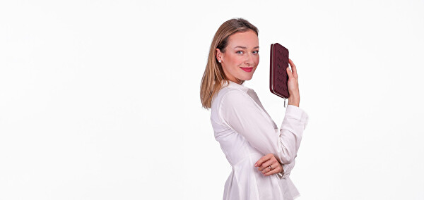 Dámská peněženka Nightie Nicci Intrecciato Wine Red