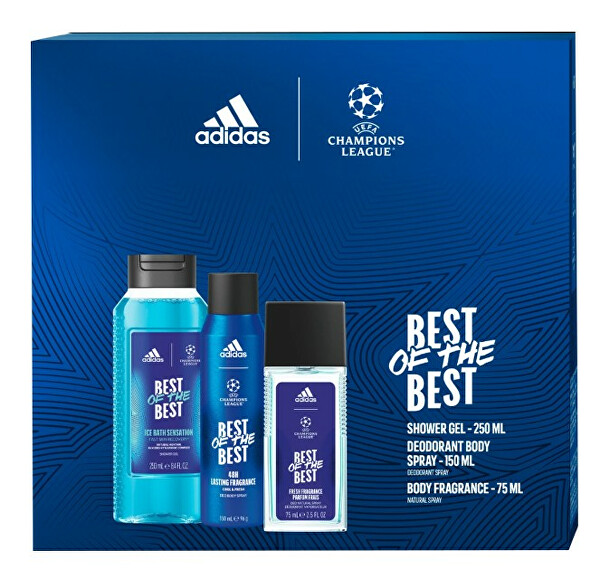 UEFA Best Of The Best - deodorante con vaporizzatore 75 ml + gel doccia 250 ml + deodorante spray 150 ml