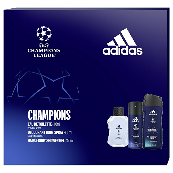 SLEVA - UEFA Champions League Edition - EDT 100 ml + sprchový gel 250 ml + deodorant ve spreji 150 ml - poškozená krabička