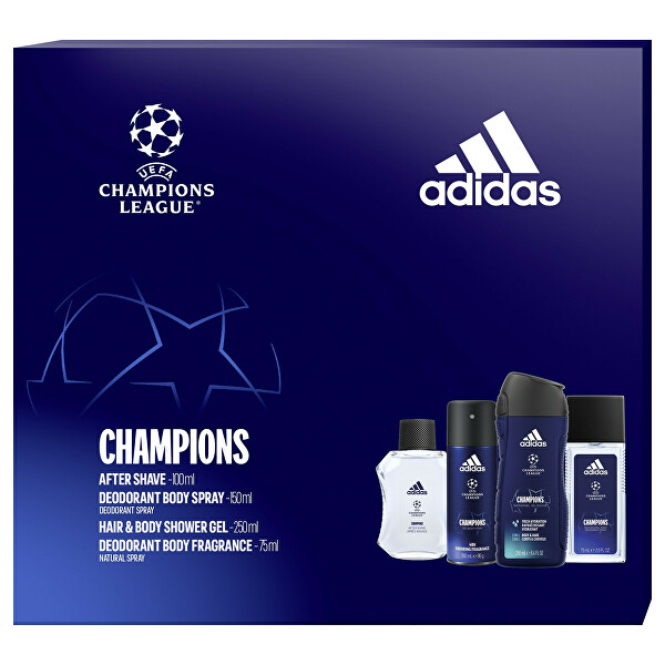 UEFA Champions League Edition - voda po holení 100 ml + sprchový gel 250 ml + deodorant ve spreji 150 ml + deodorant s rozprašovačem 75 ml - SLEVA - poškozená krabička