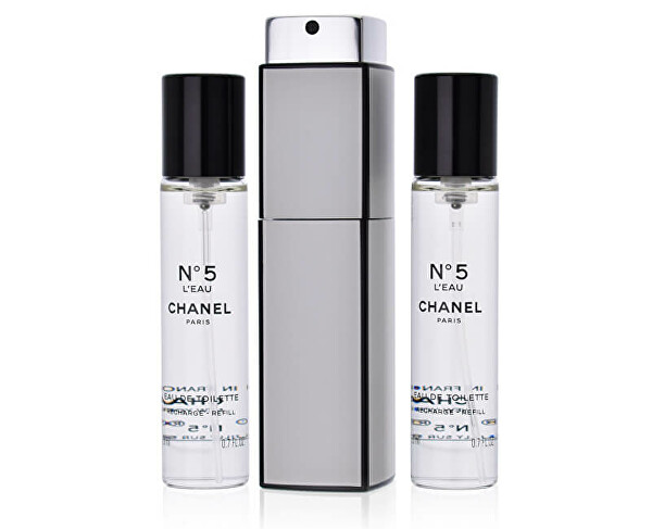 SLEVA - pomačkaný roh krabičky - Chanel No. 5 L´Eau - EDT 20 ml (plnitelný flakon) + náplň (2 x 20 ml)